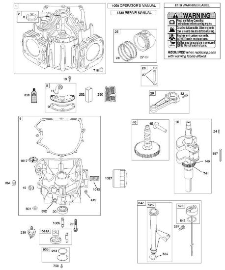 C - Albero a camme, albero motore, cilindro, coppa motore, lubrificazione, pistone, anelli, biella B&S - 44 €¦ 441677-0141-B1 brand Stihl